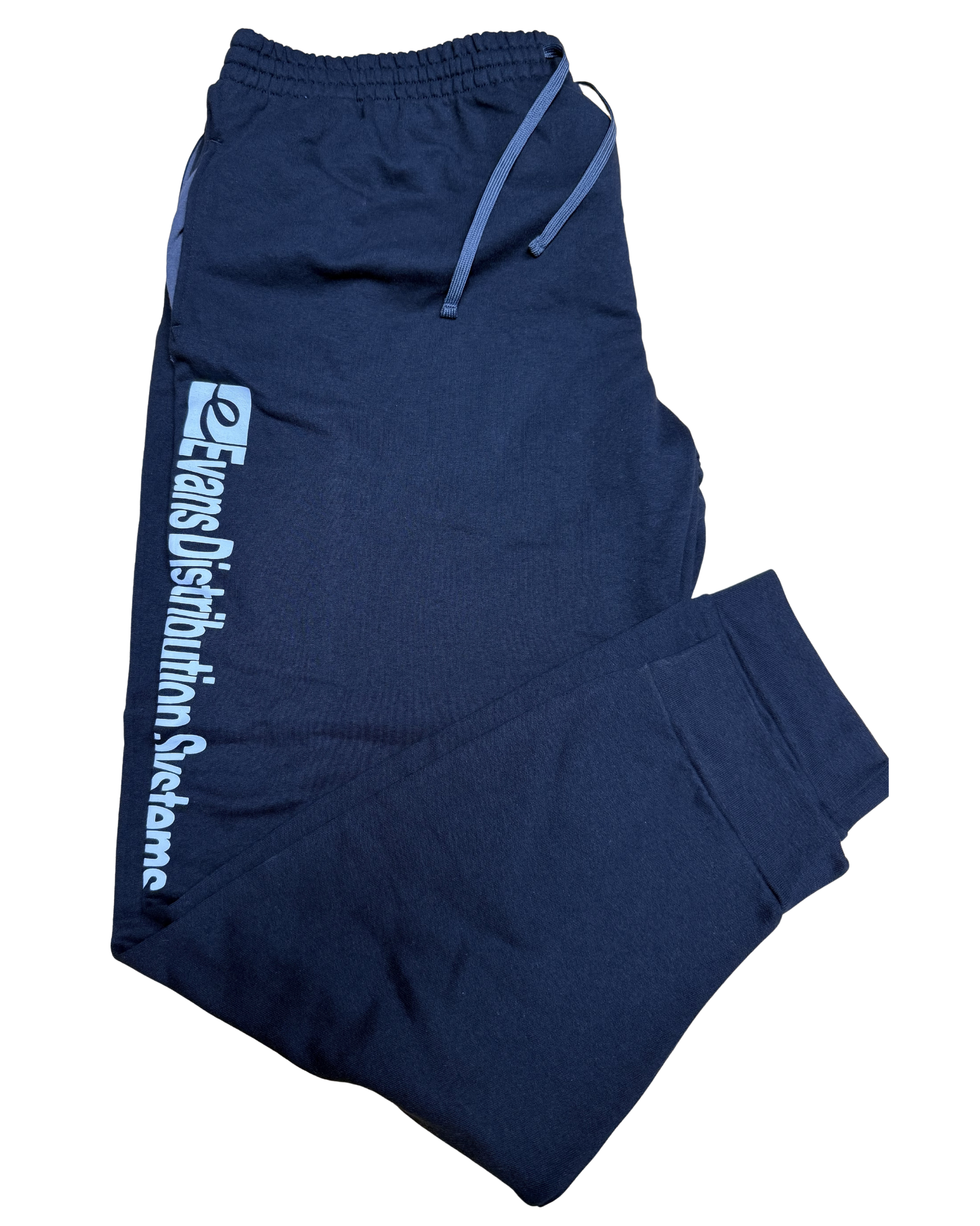 Black jogger sweatpants with Evans Distribution logo